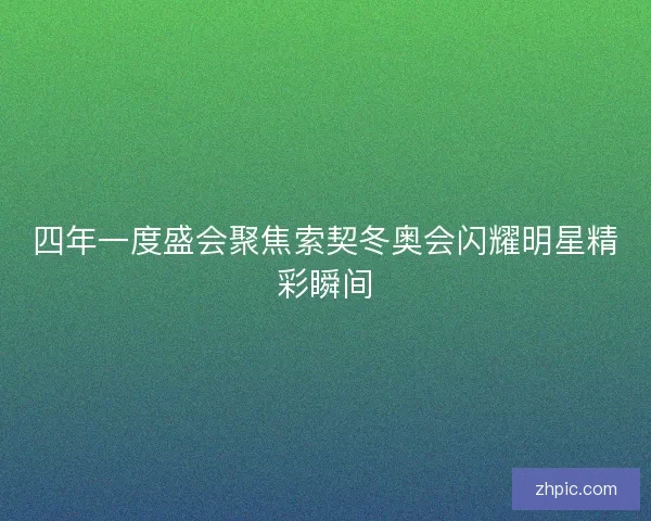 四年一度盛会聚焦索契冬奥会闪耀明星精彩瞬间